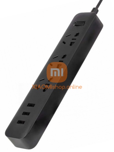 Удлинитель Xiaomi Mi Power Strip 3 (XMCXB01QM) 1,8м (3 розетки+3USB) черный фото 2