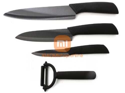 Набор керамических ножей Xiaomi HuoHou Nano Ceramic Knife (4 шт), черные