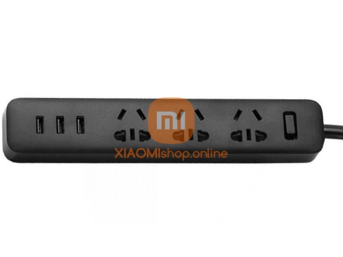 Удлинитель Xiaomi Mi Power Strip 3 (XMCXB01QM) 1,8м (3 розетки+3USB) черный фото 3