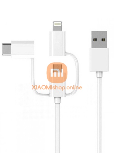 Дата-кабель Xiaomi Carfook Luckycat 3 in1 USB - microUSB, Type-C, Lightning