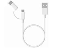 Дата-кабель Xiaomi Mi 2-in1 USB cable (microUSB to Type-C) 30 cm (SJX01ZM) белый